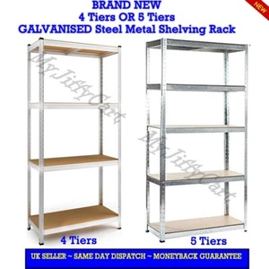 4 TIERS OR 5 TIERS GALVANISED BOLTLESS SCREWLESS METAL SHELVING STORAGE RACKING - Picture 1 of 28