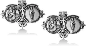2 Pieces St Christopher Medal Visor Clip, Car St Christopher Catholic Visor Clip - Picture 1 of 2