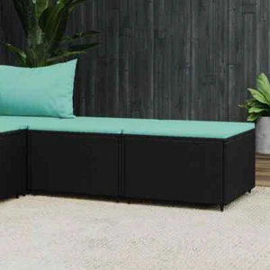 Gartenhocker Sitzhocker Fußhocker mit Kissen 2 Stk. Schwarz Poly Rattan vidaXL - Bild 1 von 8
