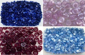 Buttons 9mm 10mm Blue Burgundy Lilac Yellow Clear 2 & 4 Hole Tiny Small (ML5) - Picture 1 of 32