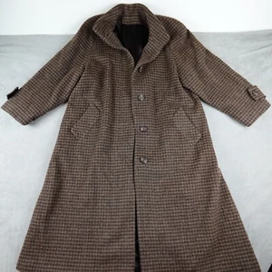 Vintage Overcoat Womens 12 Brown USA Union Made 70s Button Front Notch Collar - Picture 1 of 24