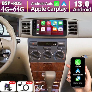 4+64GB Touch screen CarPlay For Toyota Corolla 2002-2006 Car Stereo Radio GPS BT - Picture 1 of 23