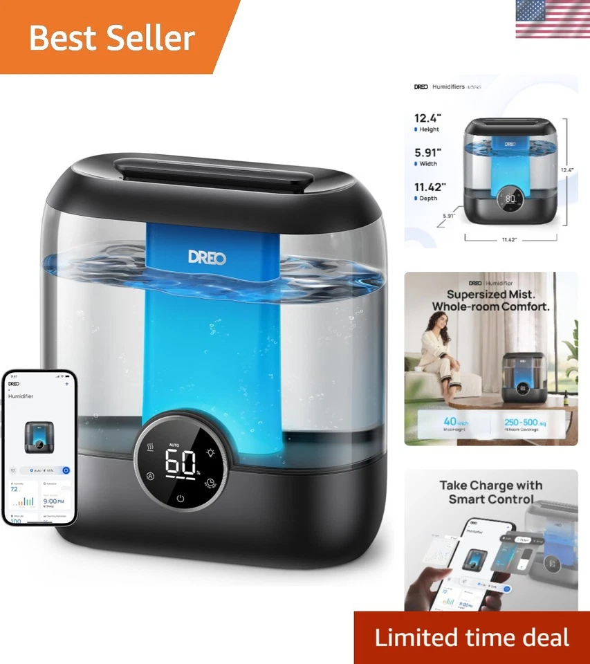 Dreo Smart Humidifiers for Bedroom 6L Top Fill Supersized Cool Mist Humidifier