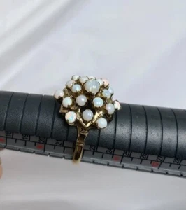 14k Gold 1960’s Natural Opal Dome Cluster Ring Size 10 Princess Yellow Gold - Picture 1 of 14