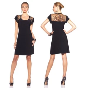 TIANA B. "Mad for Sheer" Shirt Dress 168320-J (Black/Leopard XS) - Imagen 1 de 2