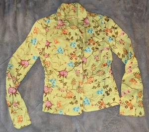 RARE JOHNNY WAS JACKET GREEN EMBROIDERED SIZE XS FLORAL - Picture 1 of 4