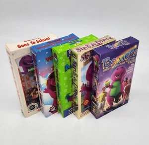 Barney VHS Lot Of 5 VCR Tapes Great Adventure Alphabet Zoo Sing & Dance - Picture 1 of 8