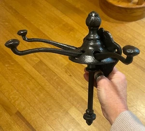 Antique Cast Iron 3 Hook Coat Wall Hanging Vintage Hat Rack black UNIQUE Sliding - Picture 1 of 21
