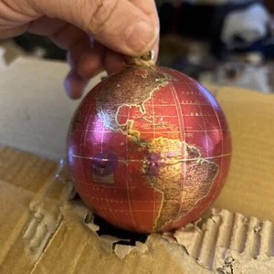 World Market Globe Christmas Ornament Red Hanging 3” Earth Holiday Tree New - Picture 1 of 6