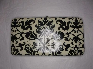 Bolso sin asas Mundi enmarcado Chequera Nuevo con etiquetas Estuche Provenza Reabridor Negro Blanco Estampado - Imagen 1 de 10
