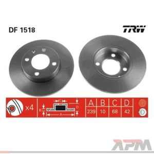 2x TRW DF1518 Disco de Freno para VW Golf I 17 Seat Ibiza II 6K1 Audi 80 80 82 - Imagen 1 de 1