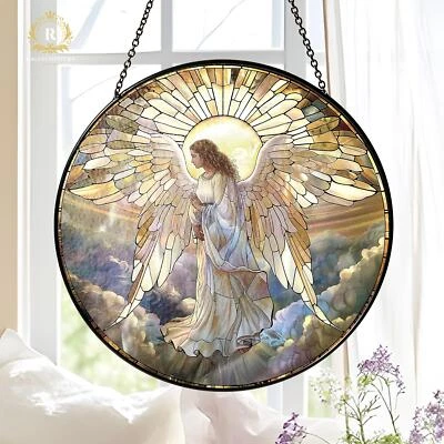 Ángel de la Guarda vitral, ventana celestial colgante regalo conmemorativo Foto 1 de 4