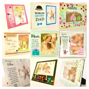 FATHERS Mother Son Sis DAY BIRTHDAY PHOTO FRAME GLASS MIRROR GIFT BOXED PRESENT - Picture 1 of 41