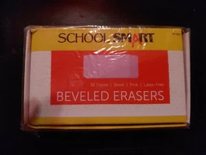 School Smart Beveled Block Erasers, Small, Pink, Pack of 36 - Picture 1 of 1