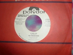 PAT TRAVERS Is This Love 45 RPM 7" 1980 Promo Bob Marley Cover - Picture 1 of 2
