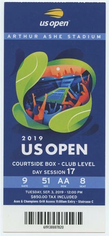 9/3 2019 US Open Tennis Courtside FULL TICKET Bianca Andreescu Serena Williams Cover