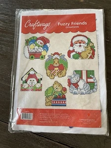 Craftways “ Fuzzy Friends” Christmas Ornaments Plastic Canvas Kit 14 Count - Picture 1 of 7