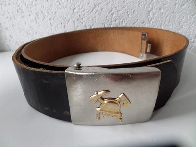 Alter Feuerwehr Ledergürtel Länge ca.110 cm mit Koppelschloss Gürtelschnalle - Bild 1 von 4