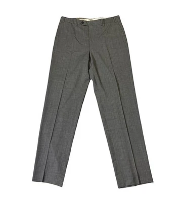 Canali mens 34x34 silver gray 100% wool travel flat front dress pants EUC - Image 1 of 4