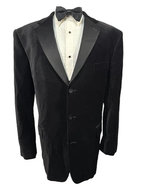 STAFFORD мужской черный бархат смокинг Sport пальто смокинг блейзер курить куртка 46L - Изображение 1 из 4