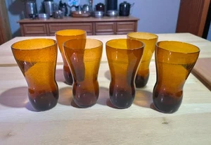 MCM Mundgeblasen Bernstein Samen Blase Glas 16 Oz Pils Gläser Becher 6er Set - Bild 1 von 24