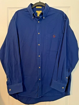 Camisa de hombre Duck Head mediana sin arrugas azul abotonada manga larga gruesa Foto 1 de 4