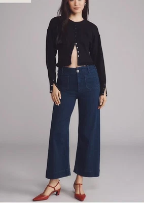 Anthropologie Colette Crop 高腰牛仔裤 Maeve 深色牛仔布 32 码 Ret $130 — 第 1/4 张图片
