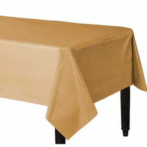 Glittering Gold Party Supplies Plastic Tablecover Rectangle Tableware Birthday - Picture 1 of 1