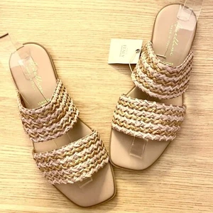 Avellini Made in Italy Braided Band Sandals Women Size 8 in Tan - Picture 1 of 11