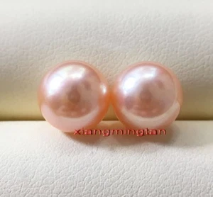 Sammlerstück 2PS Top rund natürlich echt gold rosa 12-13MM LOSE SÜDSEEPERLE - Bild 1 von 6