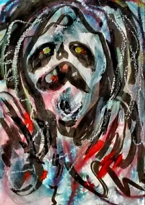 ORIGINAL ACEO Halloween ARTE Fantasma ESQUELETO Vampiro Horror Calavera Otoño Otoño ATC - Imagen 1 de 1