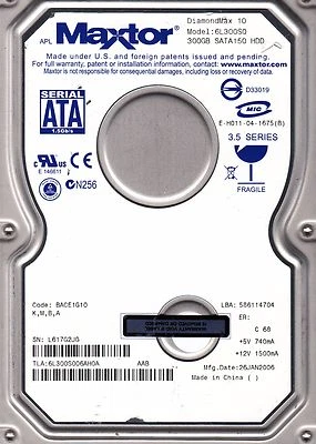 FOR DATA RECOVER 6L300S0 DiamondMax 10 BACE1G10 BAD SECTOR 4901 - Image 1 of 2