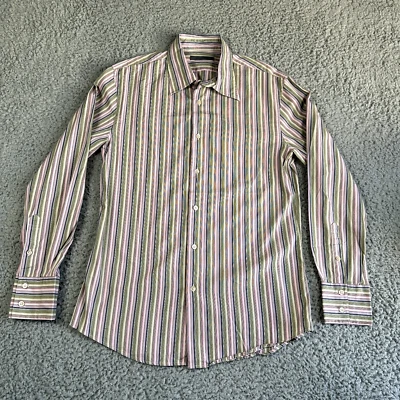 John Varvatos Shirt Men's Medium Multicolored Striped Button Up Cotton - Image 1 of 4