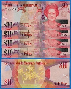 Cayman Islands 10 Dollar 2014 P-40a QE II Portait aUNC Note Prefix D/2 - Picture 1 of 4