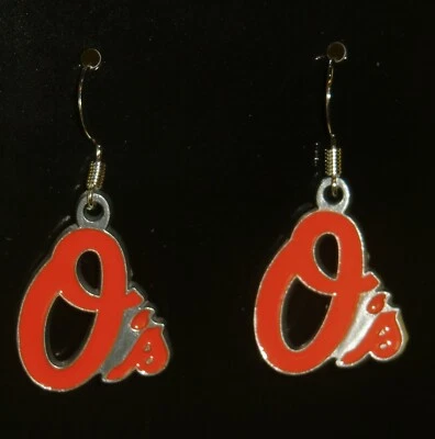 Pendientes colgantes Baltimore Orioles (zinc) con licencia MLB joyería de béisbol Foto 1 de 2