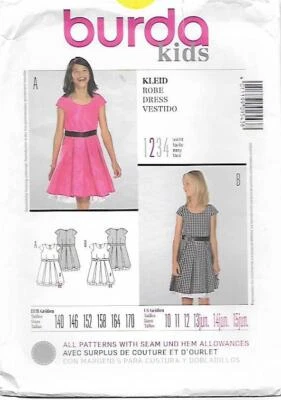 A84 BURDA 9543: GIRL'S DRESS SIZE 10-15JRN SEWING PATTERN - Image 1 of 2