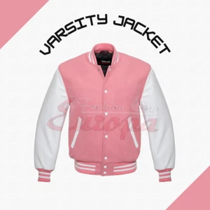 College Letterman Giacca Uomo Varsity Bomber Giacca Baseball Maniche Pelle - Foto 1 di 6