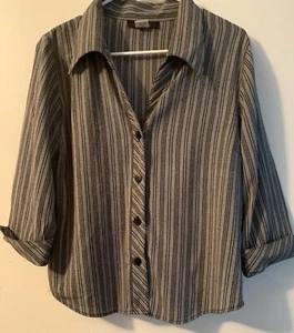 Glance Petite Damengröße PL gestreift 3/4-Rollriegelärmel Knopfleiste Oberteil - Bild 1 von 7