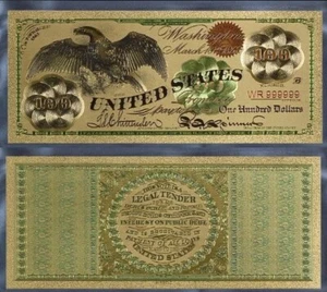 BILLETE DE EE. UU. P-141 $100 CIEN DÓLARES ESTADOUNIDENSES 1863 LÁMINA DE ORO ÁGUILA CALVA NUEVO COMO NUEVO - Imagen 1 de 1