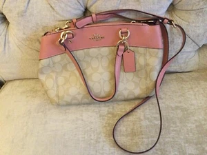 Bolso XB COACH MINI BROOKE Carryall Signature Caqui Recubierto Lona y Cuero Rosa - Imagen 1 de 4