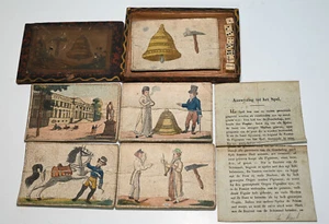 uraltes Biedermeier Glocke & Hammer Spiel * handcoloriert * um 1820 - Bild 1 von 1