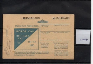 Motor Car Petrol Ration Book (X104) Cars - 1101 - 1500 cc - Picture 1 of 1