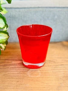 Vintage Bright Red Art Glass Hand-Blown Drinking Cup Tumbler - Picture 1 of 9