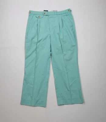 Pantalones chinos vintage años 80 90 Izod para hombre 34x26 desgastados plisados pierna ancha azules Foto 1 de 4