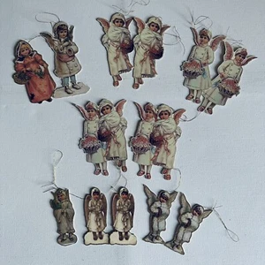 Vtg Victorian Die Cut Angels Christmas Ornaments Gold Foil Gilded Embossd Lot 13 - Picture 1 of 6