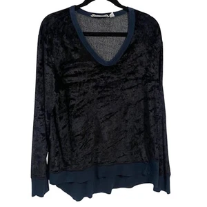 Wilt Velvet Asymmetrical Navy Blue Teal Sweatshirt Size S - Picture 1 of 9