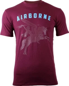 Camiseta Maroon Pegasus Logotipo Grande Aerotransportada 6a División Aerotransportada Británica Algodón - Imagen 1 de 2