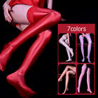 Women Sexy Lace Oil Shiny Glossy Thigh-High Stockings Wet Look Tights Long Socks
