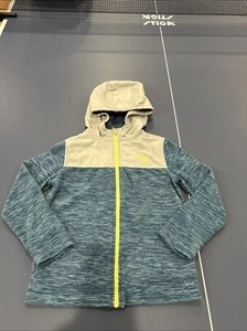 Puma Fleece Jacket Boys Size S 7/8 Teal Grey Track Activewear Outdoor Sport Hike - Picture 1 of 10