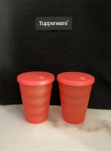 TUPPERWARE Alfresco Set of 2 Tumblers Leak Proof Straw Seal 330ml WATERMELON - Picture 1 of 2